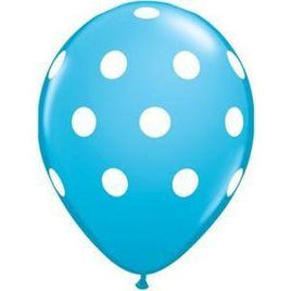16" Robin's Egg Blue Polka Dot Balloons (5) - Party Zone USA