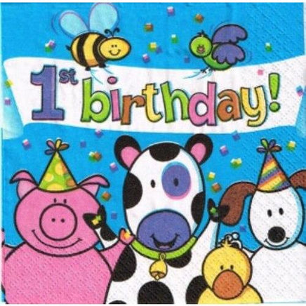 Barnyard Celebration 1st Birthday Beverage Napkins (16) - Party Zone USA