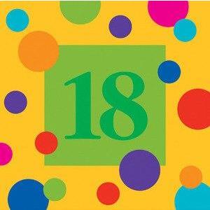 Birthday Stripes Age 18 Beverage Napkins (16) - Party Zone USA