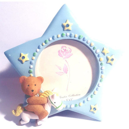 Blue Baby Photo Frame w/ Teddy Bear - Party Zone USA