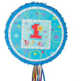 BOYS 1st Birthday Pull String Pinata - Party Zone USA
