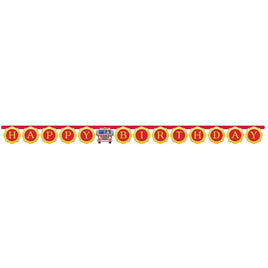 Flaming Fire Truck Happy Birthday Banner - Party Zone USA