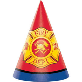 Flaming Fire Truck Party Hats (8) - Party Zone USA