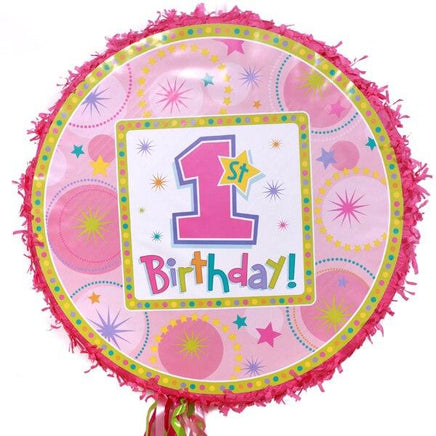 GIRLS 1st Birthday Pull String Pinata - Party Zone USA