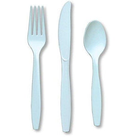 Light Blue Premium Plastic Forks, Spoons, Knives Cutlery - 8ea - Party Zone USA