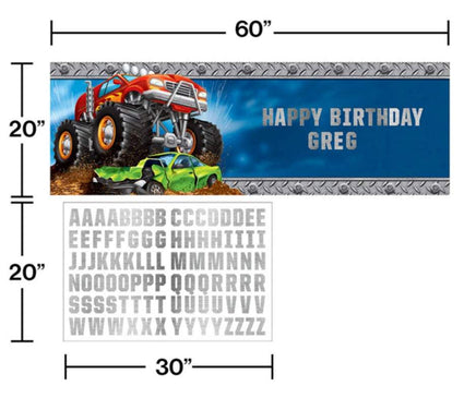 Monster Truck Rally Giant Banner - Party Zone USA