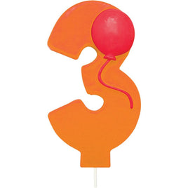 Number 3 Balloon Birthday Candle w/Balloon - Party Zone USA