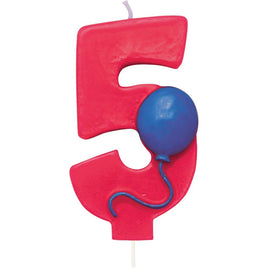 Number 5 Balloon Birthday Candle w/Balloon - Party Zone USA