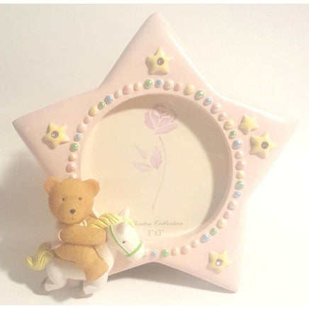 Pink Baby Photo Frame w/ Teddy Bear - Party Zone USA