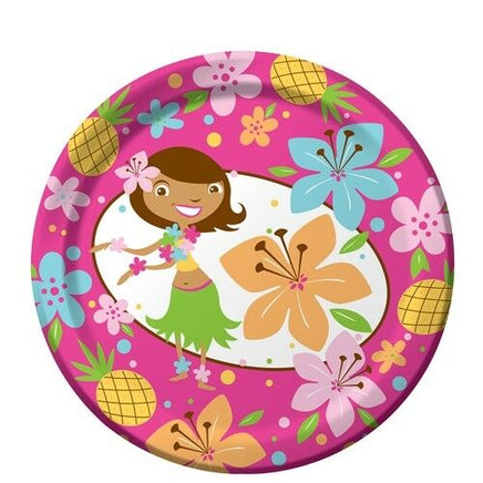 Pink Luau Fun Dessert Plates (8) - Party Zone USA