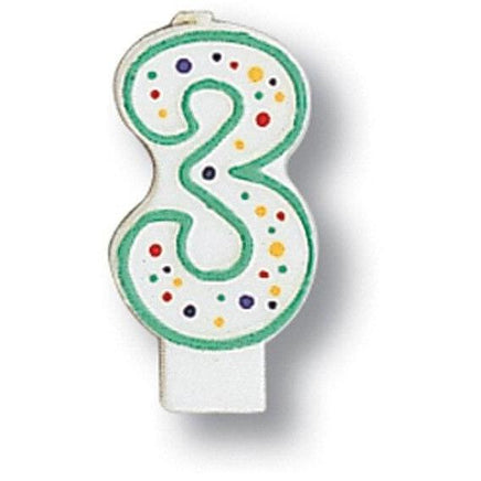 Polka Dot Number 3 Candle - Party Zone USA