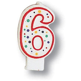Polka Dot Number 6 Candle - Party Zone USA