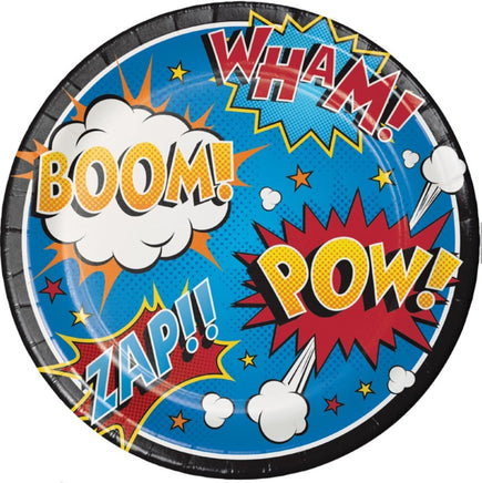 Superhero Slogans Dinner Plates (8) - Party Zone USA