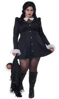 Women's Plus Size Gothic Black Mini Dress - Wednesday Addams / Witch Costume
