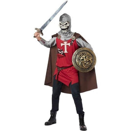 Men's Medieval Skull Knight Costume – Adult Skeleton Warrior Outfit with Mask, Hood & Cape