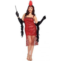 Ain't She Sweet 1920s Flapper Costume - Plus Size Red Sequin Dress