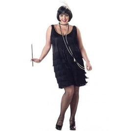 Women's Roaring 20s Plus Size Flapper Costume - Fringe Dress & Headband
