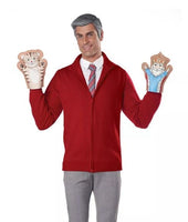 Be My Neighbor Adult Costume Kit - Red Sweater, Wig & Puppets - One Size fits Most