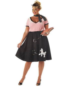 Women's Plus Size 50s Sweetheart Poodle Skirt Costume - Sock Hop Rockabilly Outfit