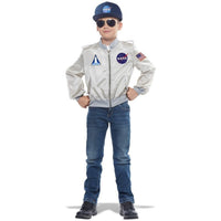 NASA Astronaut Flight Jacket Costume with Cap – Kids Unisex Bomber Jacket for Boys & Girls