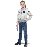 NASA Astronaut Flight Jacket Costume with Cap – Kids Unisex Bomber Jacket for Boys & Girls