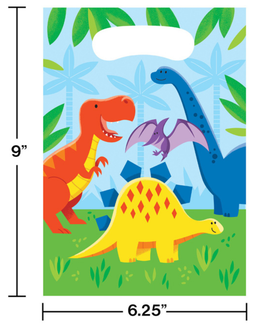 Dinosaur Friends Favor Bags, 8ct - Plastic Party Treat Goodie Bags