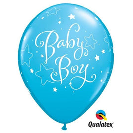 11" Baby Boy Stars Latex Balloons (6) - Party Zone USA