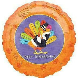 18" Happy Thanksgiving Turkey Balloon - Party Zone USA