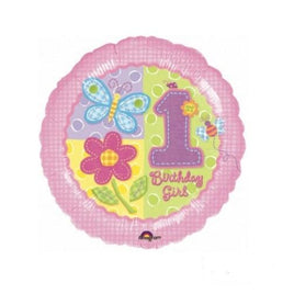 18" Hugs and Stitches Girl 1st Birthday Balloon - Party Zone USA