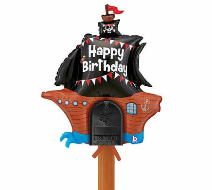 34" Pirate Ship Foil Mailbox Happy Birthday Balloon - Party Zone USA