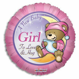 A New Baby Girl Teddy Bear Pink Foil Balloon - Party Zone USA