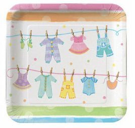 Baby Clothes Shower Party Dinner Plates (8) - Party Zone USA