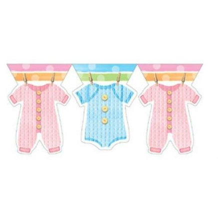 Baby Clothes Shower Party Flag Banner - Party Zone USA