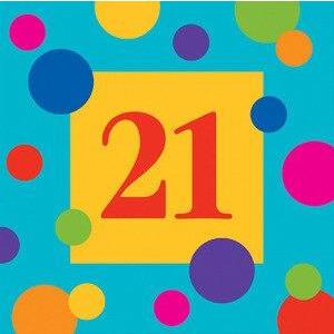 Birthday Stripes Age 21 Lunch Napkins (16) - Party Zone USA