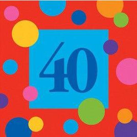 Birthday Stripes Age 40 Lunch Napkins (16) - Party Zone USA