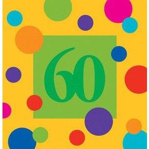 Birthday Stripes Age 60 Lunch Napkins (16) - Party Zone USA