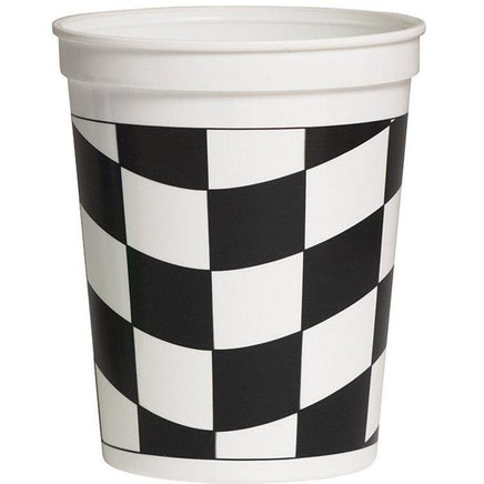 Checkered Flag Plastic 16 oz Cup - Party Zone USA