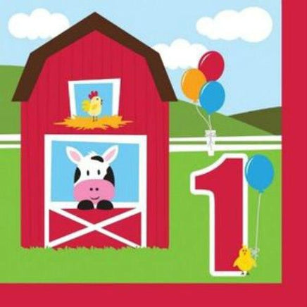 Farmhouse Fun 1st Birthday Lunch Napkins (16) - Party Zone USA