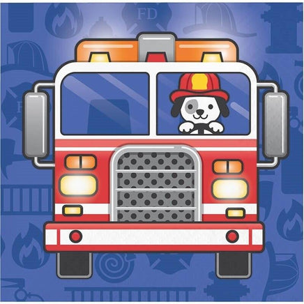 Flaming Fire Truck Beverage Napkins (16) - Party Zone USA