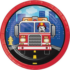 Flaming Fire Truck Dessert Plates (8) - Party Zone USA