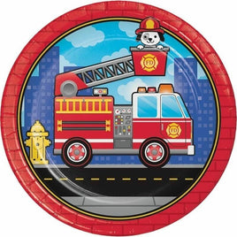 Flaming Fire Truck Dinner Plates (8) - Party Zone USA