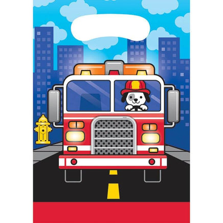 Flaming Fire Truck Loot Bags (8) - Party Zone USA
