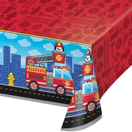 Flaming Fire Truck Table Cover - Party Zone USA