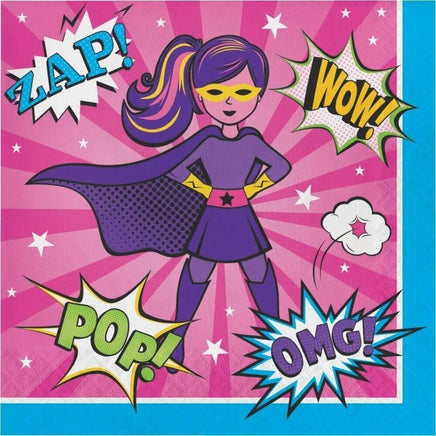 Girl Superhero Luncheon Napkins (16) - Party Zone USA