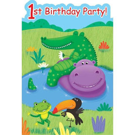 Jungle Buddies 1st Birthday Party Invitations (8) - Party Zone USA