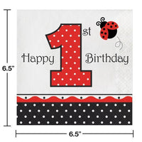 Ladybug Fancy 1st Birthday Lunch Napkins (16) - Party Zone USA