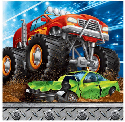 Monster Truck Rally Beverage Napkins (16) - Party Zone USA
