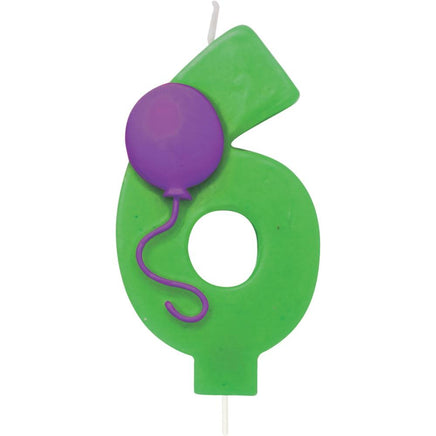 Number 6 Balloon Birthday Candle w/Balloon - Party Zone USA