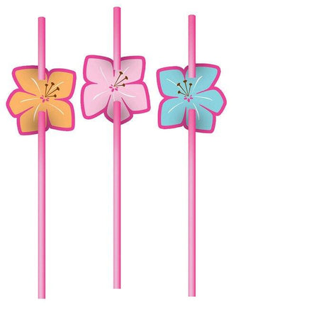 Pink Luau Fun Straws (6) - Party Zone USA
