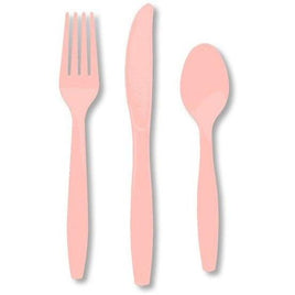 Pink Premium Plastic Forks, Spoons, Knives Cutlery - 8ea - Party Zone USA
